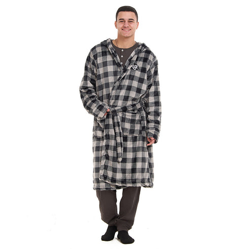 Snuggs Blanket Robe Grey Checkered